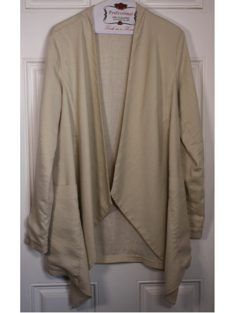 Transit Par-Such Linen Blend Open Front Drape Blazer Jacket Women’s Size 4 (US